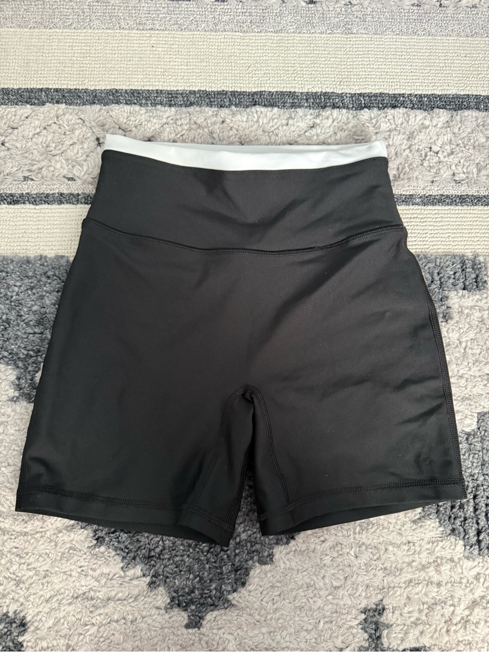 Abercrombie & Fitch Black High-Waist Shorts with White Waistband